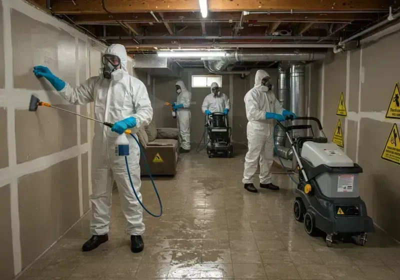 Basement Moisture Removal and Structural Drying process in Hubbardston, MA